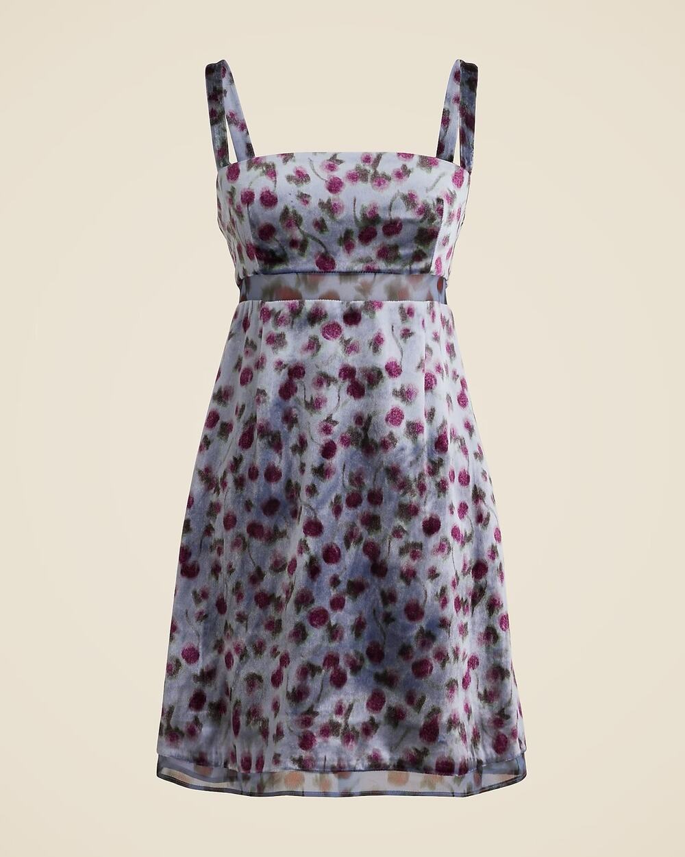 J. Crew Collection Velvet Dress in Cherry Print Women's Plus 22 Sheer